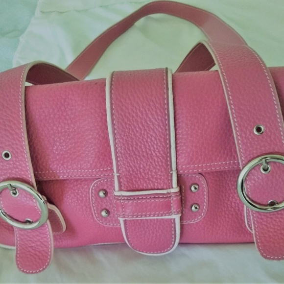 Franco Sarto Handbags - Franco Sarto Leather Bag Purse Pink w/ White Trim